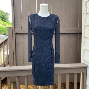 Vintage Bieff Basix 100% silk fully hand beaded cocktail dress size 8